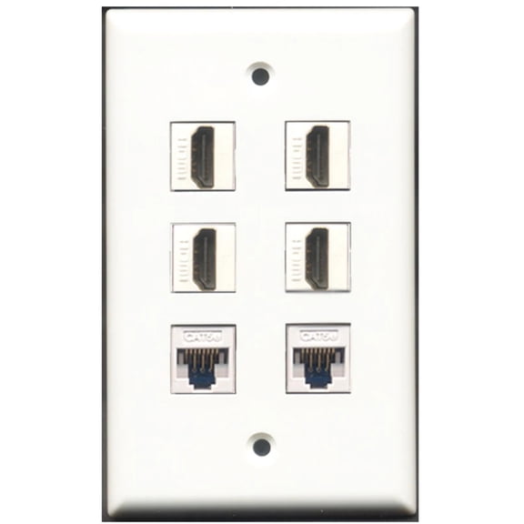 Ultra Spec Cables 4 Port HDMI 2 Port Cat5e Ethernet Wall Plate