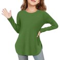 thumbnail image 2 of Kids Long Sleeve Tshirt Girls Solid Color Tee Shirts Side Split Hem Tops Casual Tunic Shirts Children Clothes Sale, 2 of 7