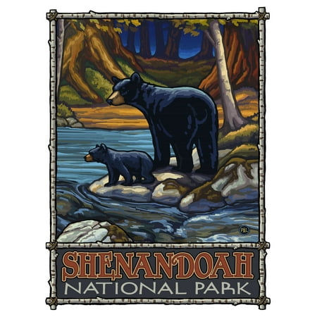 Shenandoah National Park Bears In Stream Travel Art Print Poster by Paul A. Lanquist (9