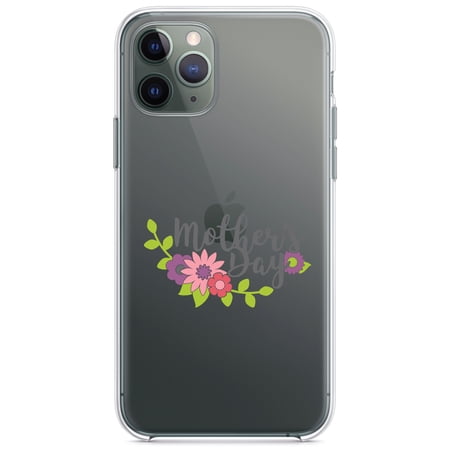 DistinctInk Clear Shockproof Hybrid Case for iPhone 11 Pro (5.8 Screen) - TPU Bumper Acrylic Back Tempered Glass Screen Protector - Mother s Day - Pink Purple Flowers