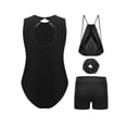 thumbnail image 4 of TTAO Girls Sparkly Ballet Dance Set 4-Piece Gymnastics Bundle Sleeveless Rhinestone Leotard with Shorts Outfits Gift Set B Black 8, 4 of 5