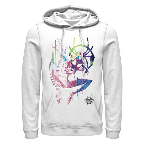 Men's Marvel: Spider-Man: Into the Spider-Verse Rainbow Watercolor  Pull Over Hoodie