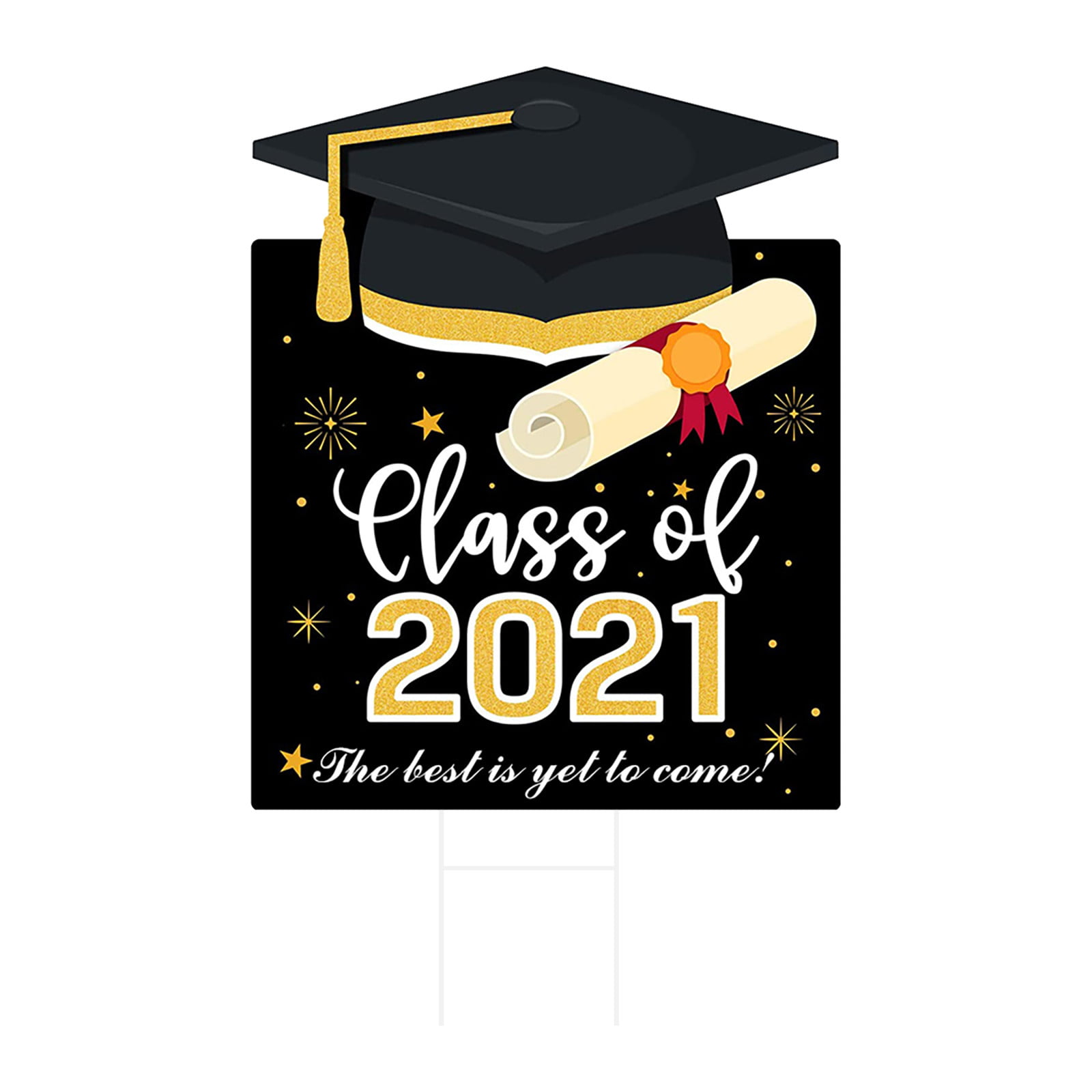 7 PCS Graduation Yard Sign Stakes Decorations 2021 Congrats Grad Cap Outdoor 