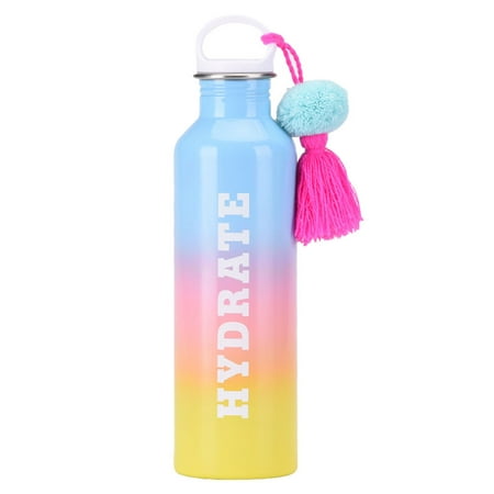 

800ml single-layer stainless steel cup with tassel hair ball outdoor sports water bottle with handle