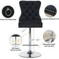 thumbnail image 2 of KISRAIS Swivel Bar Stools Set of 2, Velvet Counter Height Bar Stools for Kitchen Island, Adjustable Bar Chairs Barstools, Tufted Back, Metal Base, 2 of 9