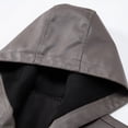 thumbnail image 4 of Men's PU Leather Jacket Youth Hooded Motorcycle Suit Casual Jacket Coat, 4 of 12