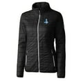 thumbnail image 2 of Women's Cutter & Buck Black Detroit Lions Throwback Logo Rainier PrimaLoft Eco Full-Zip Puffer Jacket, 2 of 3