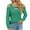 Green, variant on WREESH Womens Fashion Dressy Tops Round Neck Casual Solid Color Off-Shoulder Patchwork Long Sleeve Loose T-Shirt Top Pullover Blue