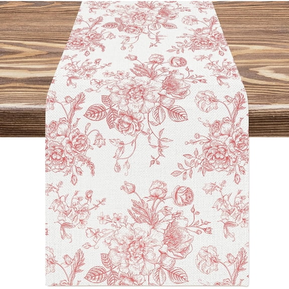 Green Flower Table Runner Wildfloral Kitchen Dining Table Decoration Floral Table Cover for Indoor Outdoor Home Party Table Decor Supplies, 13 x 72 Inch, AD4113