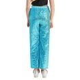 thumbnail image 2 of HULIJA Kids Girls Sequin Modern Jazz Dance Pants Disco Party Flared Trousers Wide Leg Bell Bottoms Light Blue 8, 2 of 7