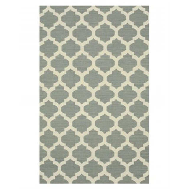 EORC DM73GY8X10 8 x 10 ft. Handmade Wool Flatweave Revesible Moroccan Contemporary Trellis Rug, Grey - Rectangle