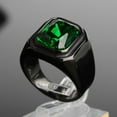 thumbnail image 2 of PAMTIER Men's Stainless Steel Black Plated Ring with Square Green Gem Stone Size 8, 2 of 6