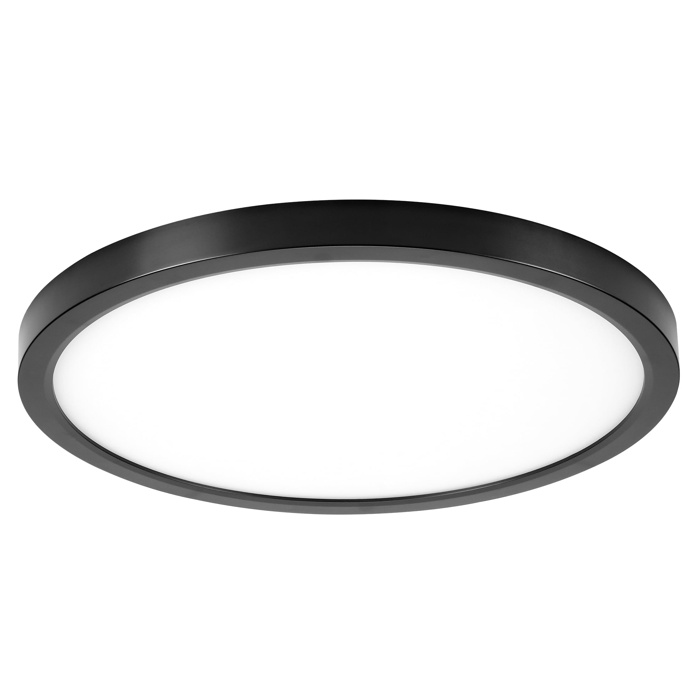 Maxxima 14 in. LED Flush Mount Ceiling Light, 5 CCT 2700K-5000K, 2400 Lumens, Traditional Indoor Black Trim Round Panel Light, Dimmable