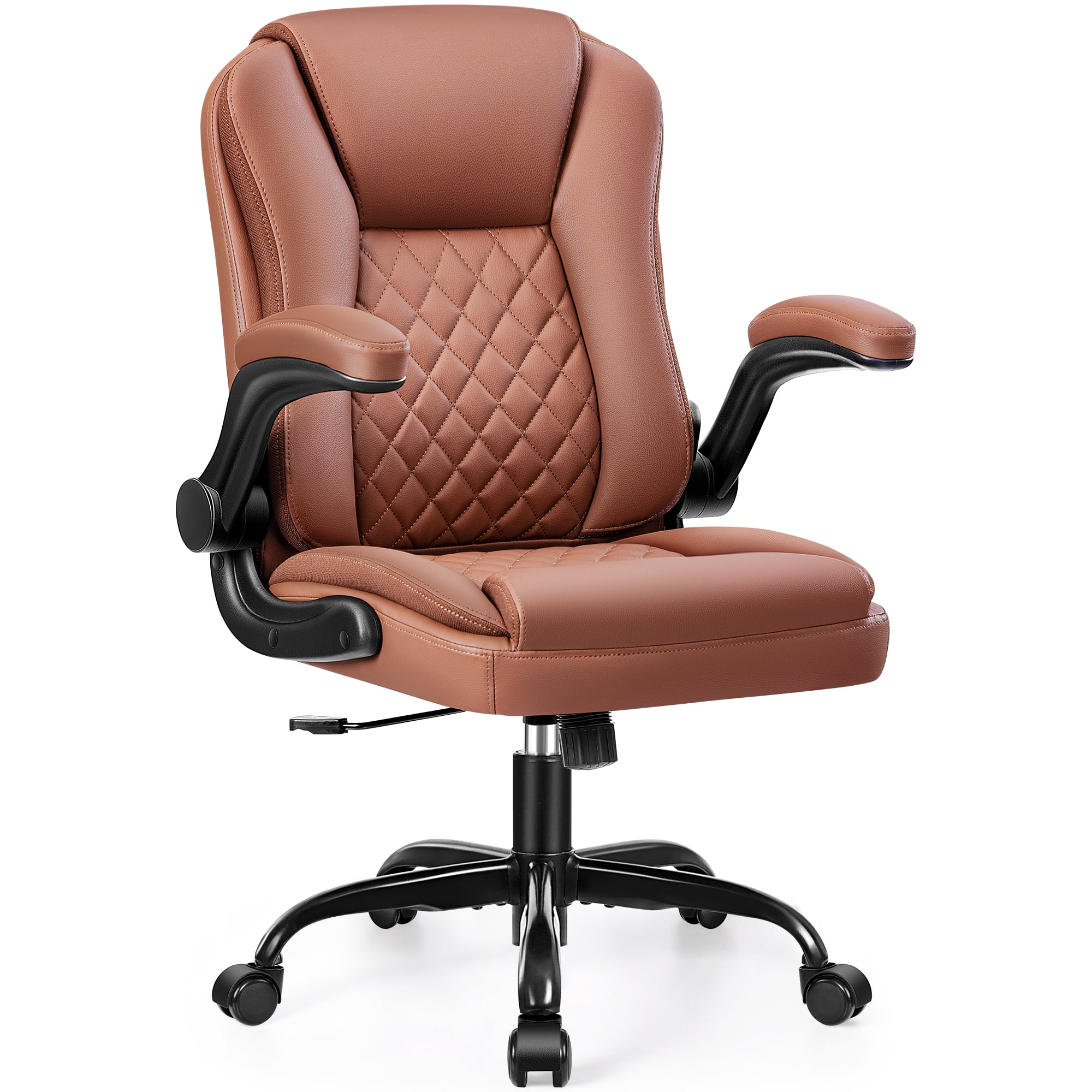 COOLHUT Office Executive Chair High Back Adjustable Managerial Home Desk Chair, Office Computer Chair with Lumber Support, Swivel PU Leather Chair for Home Office, Brown