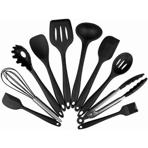 10 piece Silicone Cooking Utensils Set - 446F Heat Resistant,Kitchen Utensil Gadgets Tools Set for Nonstick Cookware