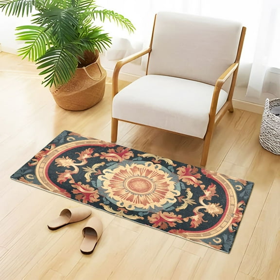 Tribal Pattern Boho Bathroom Rug Non Slip Bathroom Mats Entry Door Soft Carpets for Kitchen Bedroom Living Room 39x20 inch