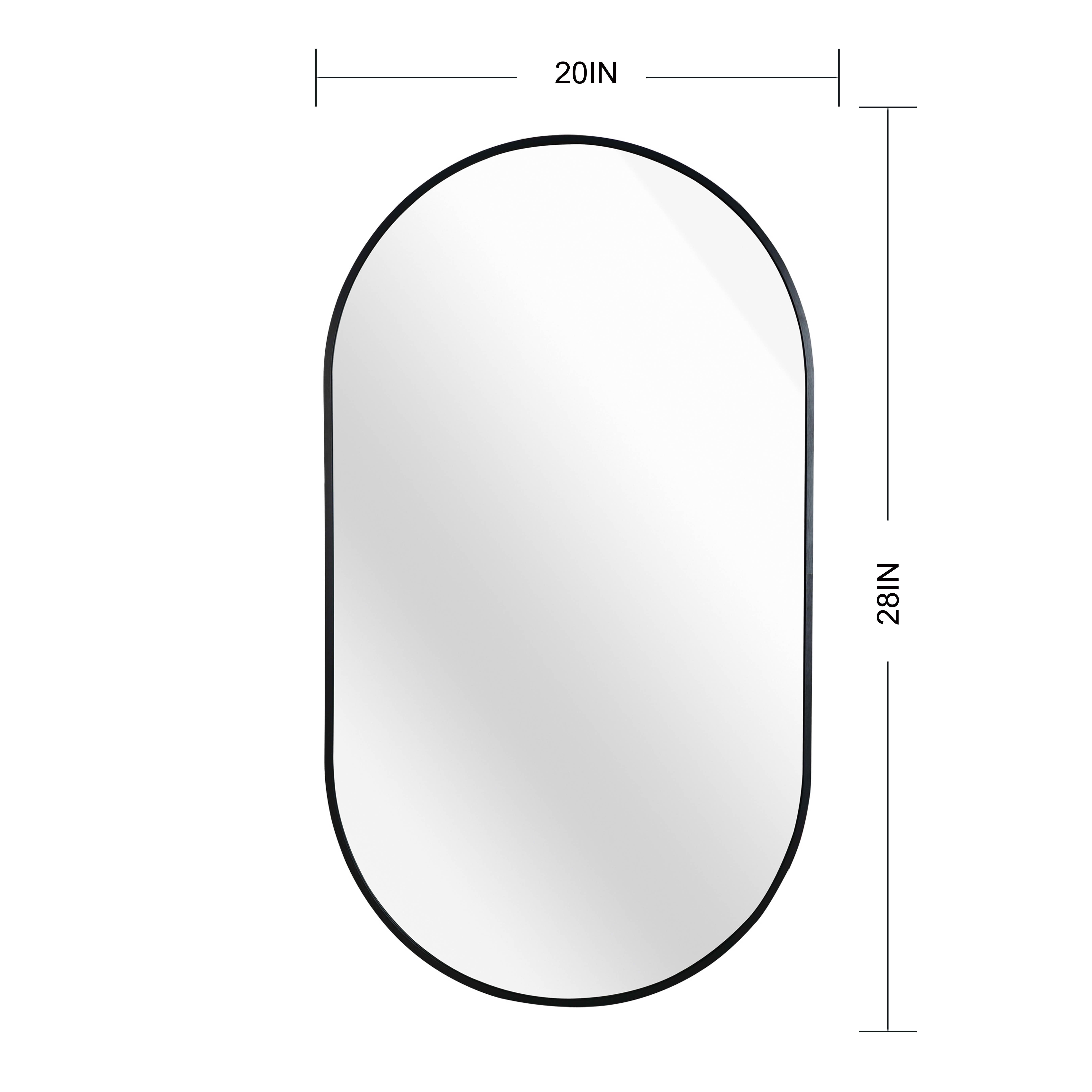 MAYEERTY 20x28 Inch Black Metal Framed Oval Bathroom Mirror, for Bathroom Vanity Wall