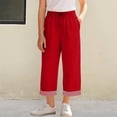 thumbnail image 2 of Girls High Waist Like Striped Culottes Casual Summer Pants With And Pockets Comfortable Straight Leg Cropped Wide Leg Trousers For Kids, 2 of 4