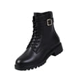 thumbnail image 3 of Willtoo Womens Ankle Boots Buckle Decor Lace Up Side Zipper Booties Low Block Heel Lug Sole Casual Short Boots for Winter Daily Wear, 3 of 6