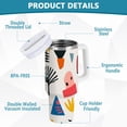thumbnail image 2 of Yayeee 30oz Stainless Steel Tumbler with Straw and Handle Double-Wall Insulated Travel Water Bottle, Beige Geometric, 2 of 8