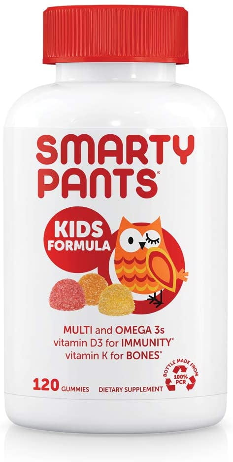 SmartyPants Kids Formula Daily Gummy Multivitamin: Vitamin C, D3, and Zinc for Immunity, Gluten Free, Omega 3 Fish Oil, B6 & Methyl B12 for Energy, 120 Count (30 Day Supply)