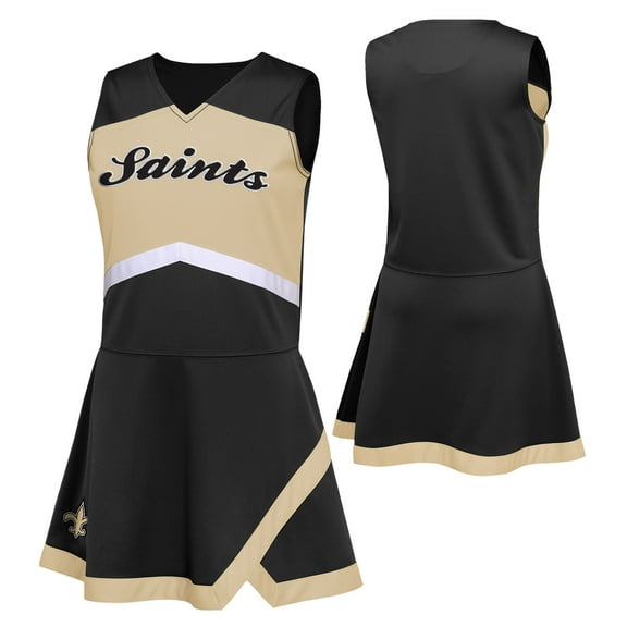 Girls Preschool Black New Orleans Saints Two-Piece Cheer Captain Jumper Dress with Bloomers Set