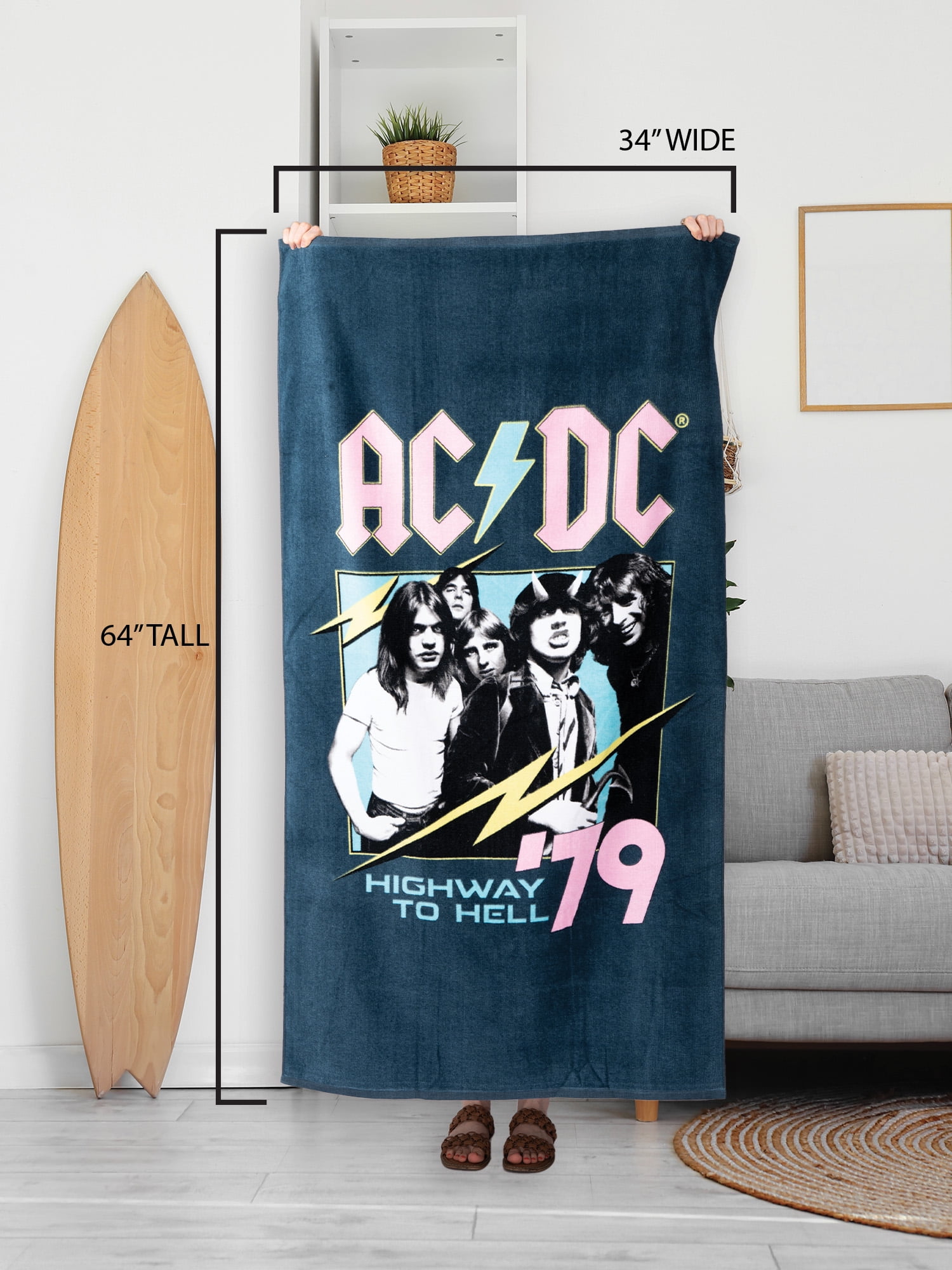 ACDC Rock Band Cotton Blend Graphic Print Quick Dry Beach