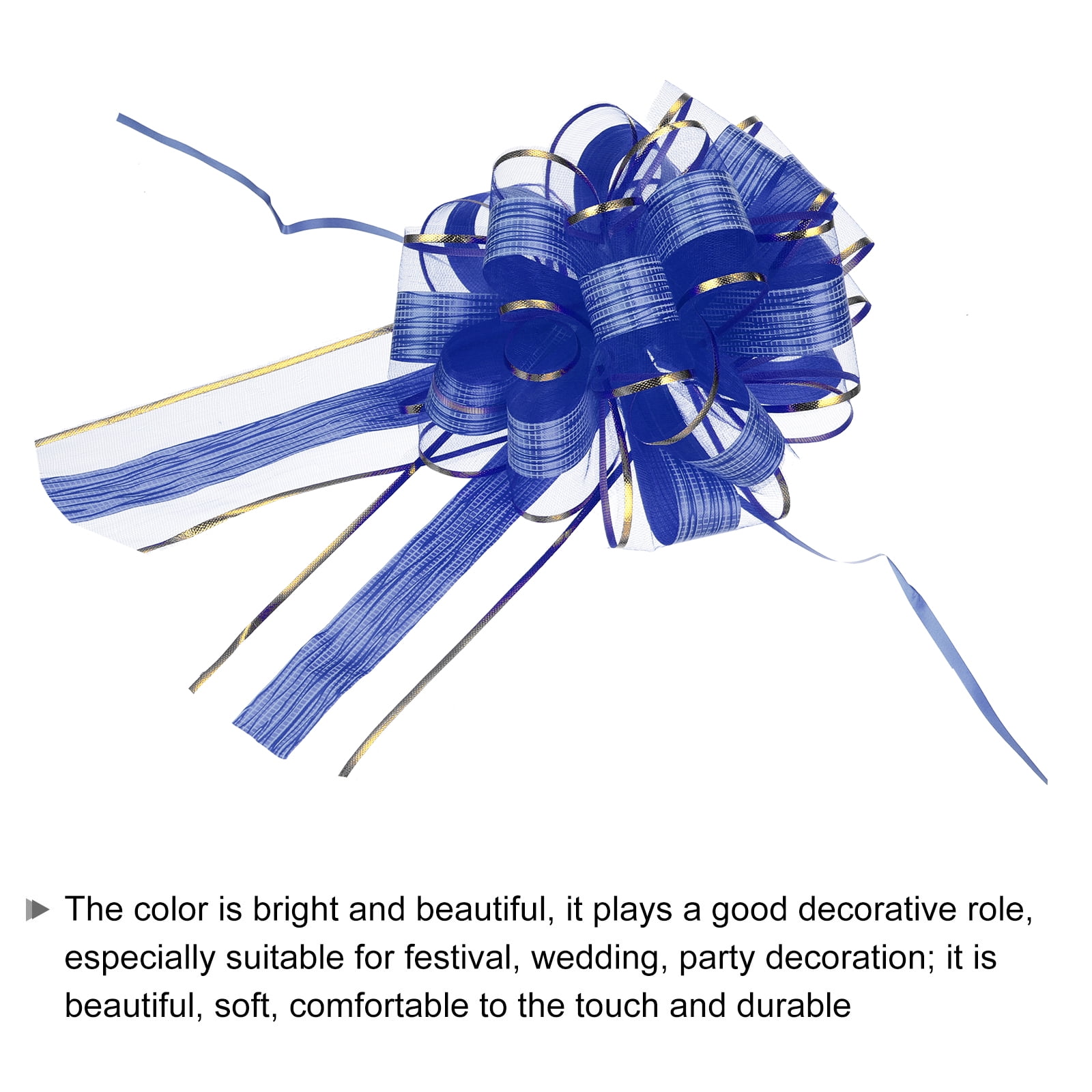 20pcs 8 Inch Large Pull Bow Gift Wrapping Bows Ribbon Organza Blue for Wedding Presents Christmas Party