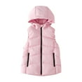 thumbnail image 2 of Maqroz Puffer Vest Boys Girls Mid Length Hooded Zip Up Down Vest Winter Warm Sleeveless Quilted Jacket with Zipper Pockets Outerwear, Szies 3-12, 2 of 3