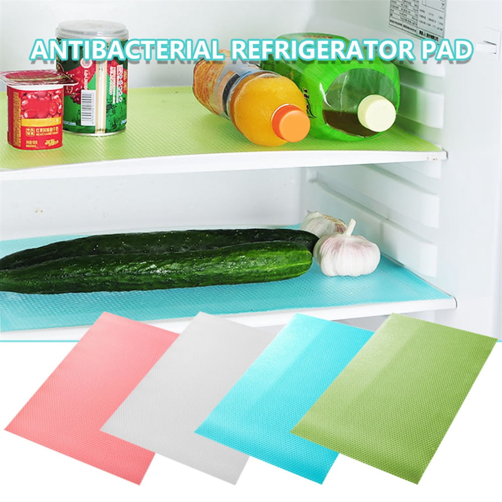Easy Clean Kitchen Antibacterial Cabinet Pad Anti Slip Fridge Liner Mats 4 Piece 