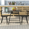 thumbnail image 3 of 3 Piece Dining Set with Storage, Black Pub Table Set with Wine Rack and 2 Chairs, Wood Dining Room Table Set, Bar Style Kitchen Table Set for Small Apartment, Living Room, Bistro, JA3907, 3 of 9