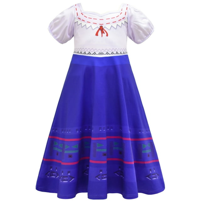 HAWEE Enfants Encanto Mirabel/Luisa Madrigal/Pepa Robe de Princesse Cosplay Filles Manches Courtes Costume