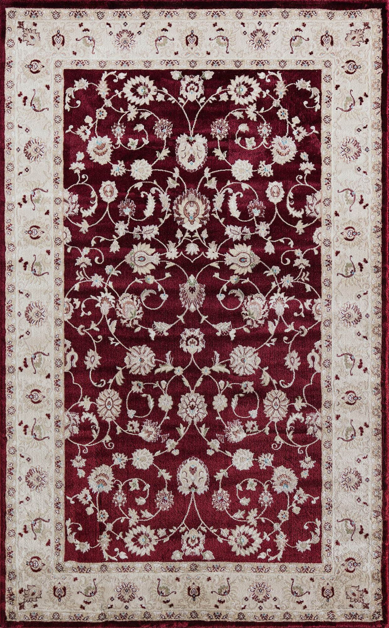 Centurion CY50B Floral Burgandy Transitional Vintage Red Area Rug, 5'0"x5'0"