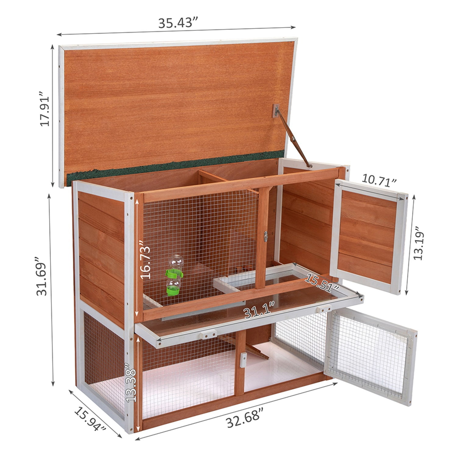 Pefilos Rabbit Cage with Sloped Roof 2-Tier Rabbit Hutch Poultry Cage Pet Hutch, Orange Pefilos Rabbit Cage with Sloped Roof 2-Tier Rabbit Hutch Poultry Cage Pet Hutch, Orange