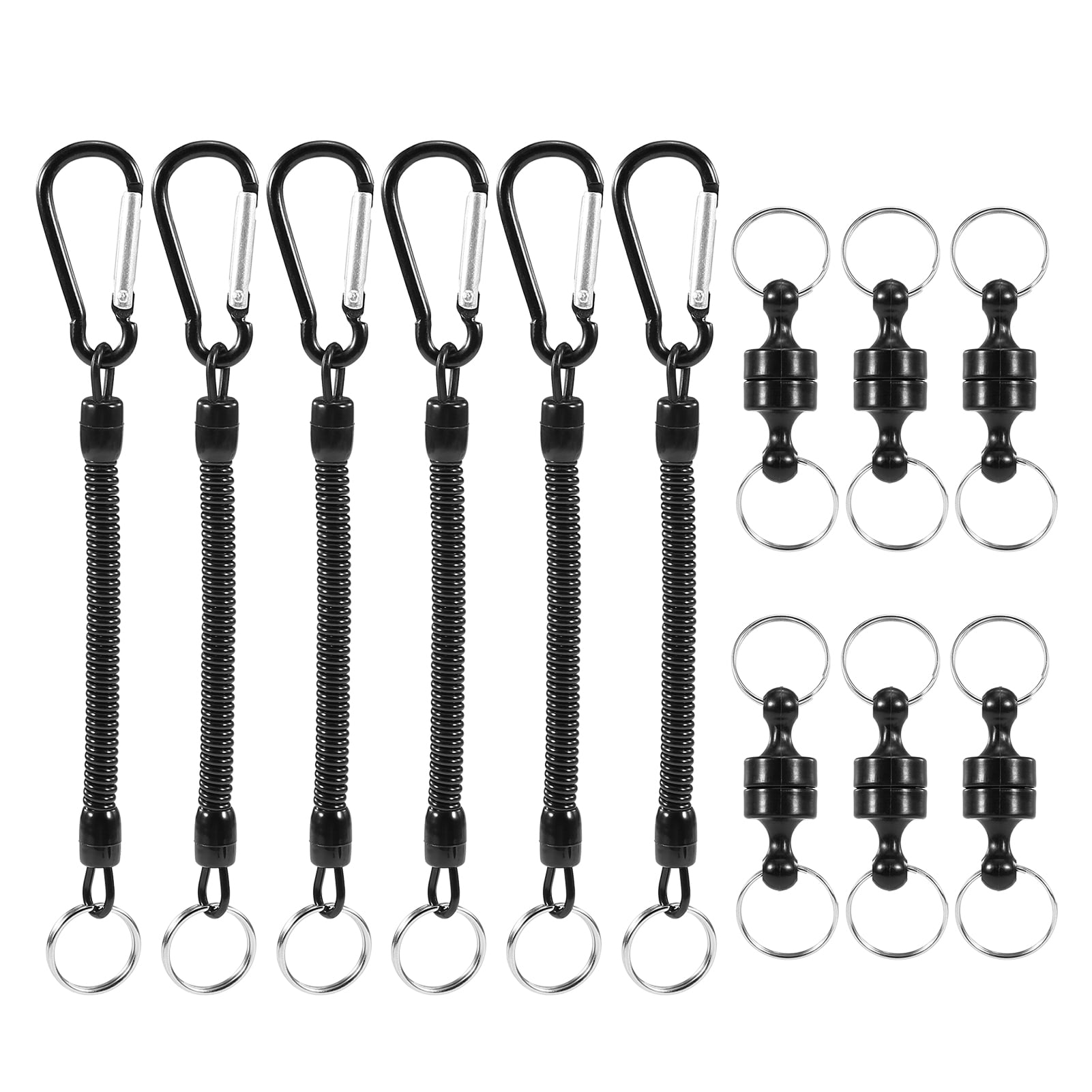Lixada 6pcs Magnetic Release Holder with Coil Lanyard Carabiner Clip Magnetic  Net Release for Fly Fishing 