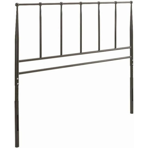 Pemberly Row Queen Contemporary Metal Headboard in Brown Finish