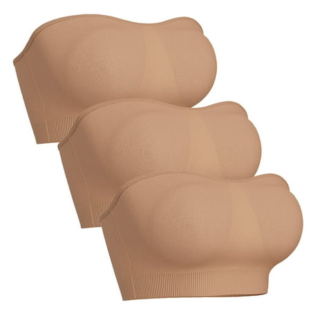 Utoimkio Clearance 3 Pack Seamless Strapless Bras for Women Wireless Bandeau Bra Wireless Tube Top Bras for Women