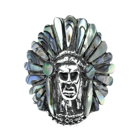 Abalone Mop - Indian Style Abalone Shell Detail .925 Silver Ring-11