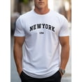 thumbnail image 1 of Camiseta con estampado "NUEVA YORK, EE. UU." para hombre, diseño novedoso, informal y cómoda para el verano, ideal para actividades diarias. Para adultos, hombres, mujeres, adolescentes y jóvenes., 1 of 5