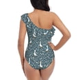 thumbnail image 5 of Rateoe Goose with meadow flowers Pattern Women One Piece Swimsuits Tummy Control One Shoulder Bathing Suits Ruffle Swimwear-XX-Large, 5 of 6