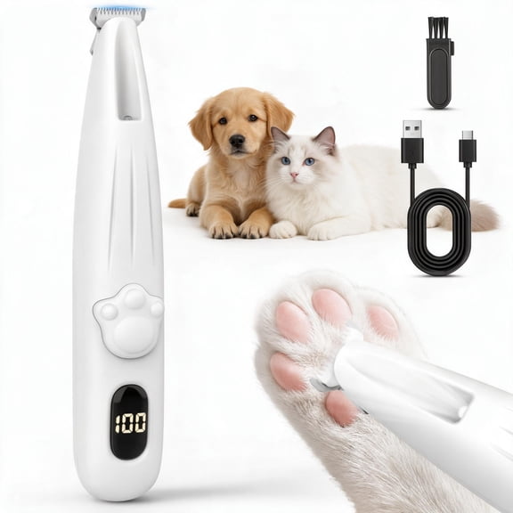 Cozynest USB Rechargeable Pet Paw Trimmer Clipper with LCD Display 500mAh for Dogs Cats Grooming Hair Trimmer