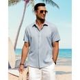 thumbnail image 2 of Camisa J.VER de lino de manga corta para hombre, casual, azul claro, 5XL, 2 of 5