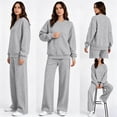 thumbnail image 7 of 2 Piece Lounge Sets for Women Casual Sweatsuits Crew Neck Oversized Sweatshirt & Wide Leg Pants Soft Fleece Lining Workout Airport Matching Set Tracksuit Fall Winter Outfits, 7 of 7