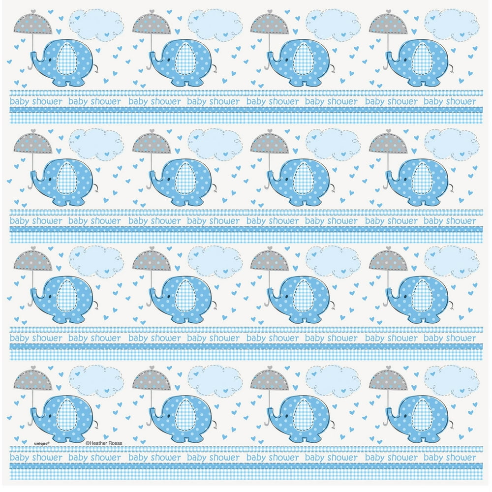 Blue Elephant Baby Shower Wrapping Paper Roll