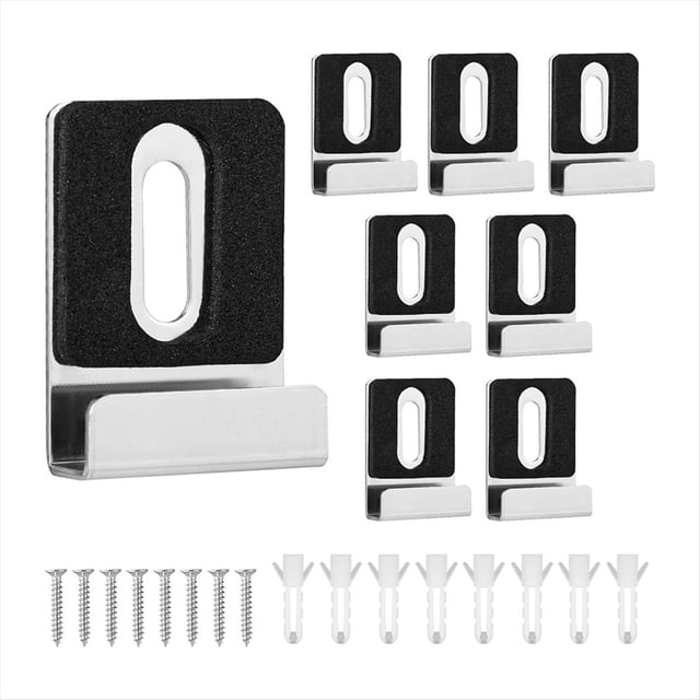 Kit de Soporte de Espejo de Metal 8 Piezas,Clips Espejo con Tornillos, Almohadillas de Goma, para Espejo, Herrajes para Colgar Espejos de Alta Resistencia, Color Plateado