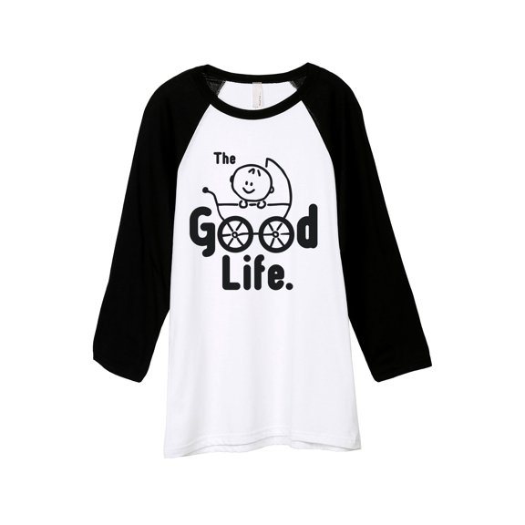 Thread Tank The Good Life Mom Unisex 3/4 Sleeves Baseball Raglan White Black Small