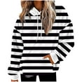 thumbnail image 2 of Wowcloth Women's Striped Plush Oversized Sweatshirt - Drop Shoulder Hooded Pocket Casual Loungewear for Streetwear & Daily Comfort, 2 of 5