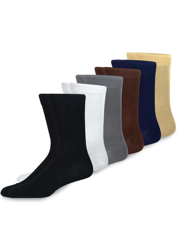 TeeHee Men's Bamboo Crew Dress Socks 6-pack (Comfort Top)