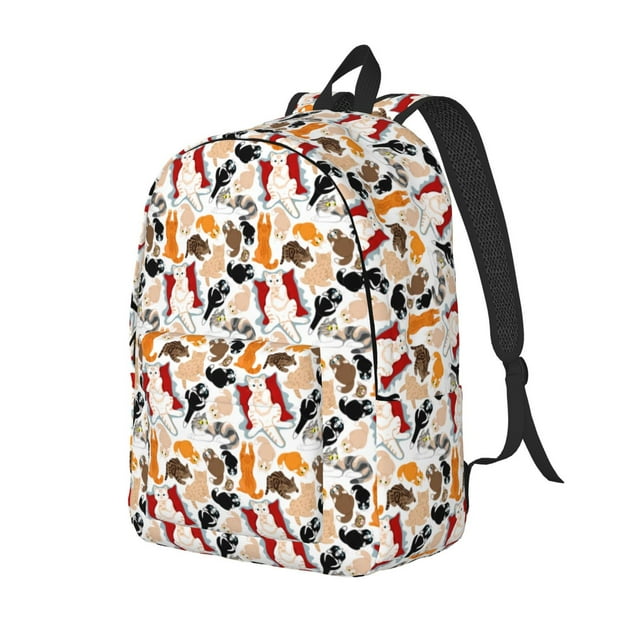 Vsdgher Cute Cats Print Canvas Backpack Travel Rucksack Unisex Knapsack 15.7/17.7Inch Laptop Backpack for Work,College-Medium