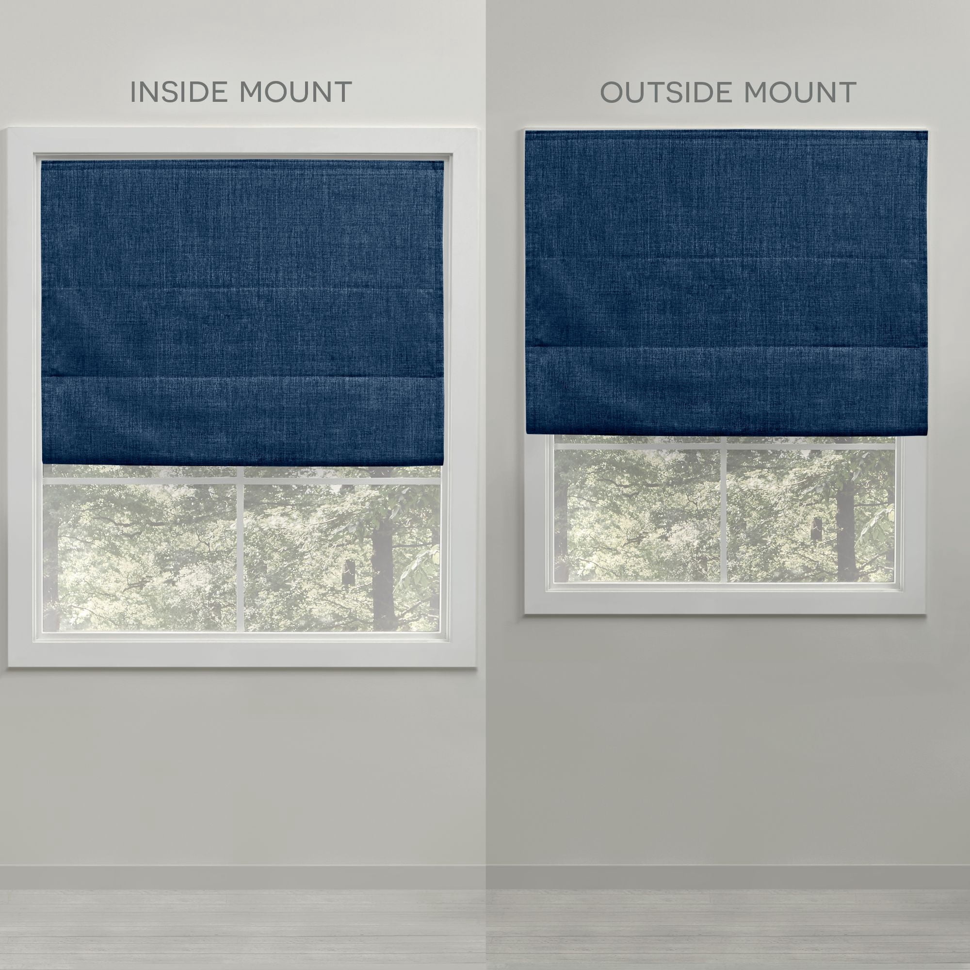 Exclusive Home Acadia 100% Blackout Roman Shade, 27"x64", Chambray Blue